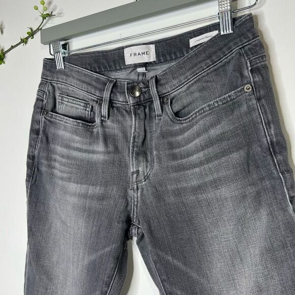 Frame Denim L’ Homme Skinny Jeans Faded Black Gray Denim - Picture 3 of 12